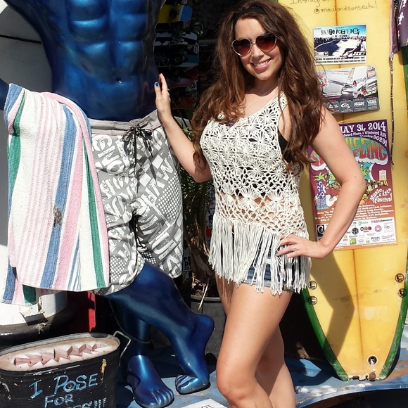 F21 - SM Boho Cream Crochet Tank Top/Coverup - Picture 7 of 7